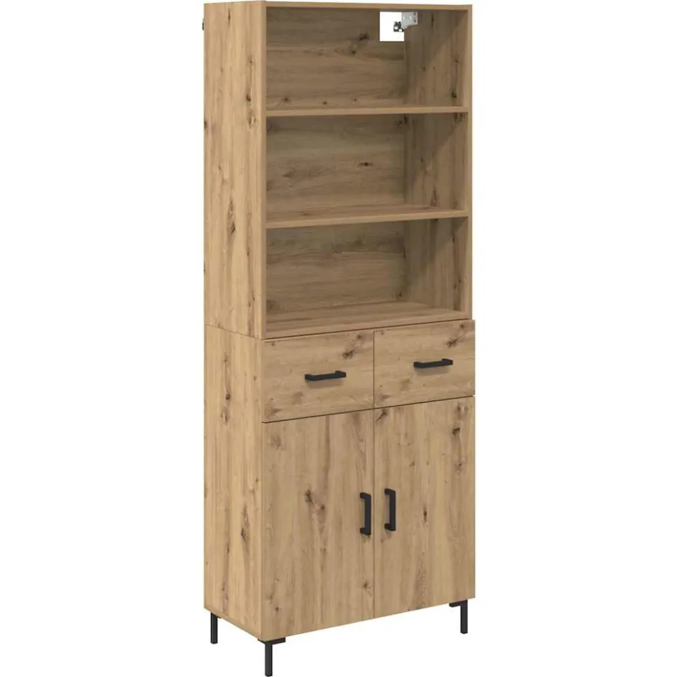 vidaXL Hoge kast Artisan Eiken 69,5 x 34 x 180 cm Bewerkt hout, foto 3
