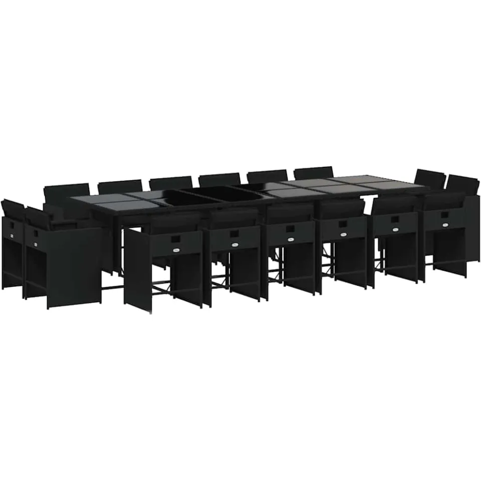 vidaXL 17-delige Tuinset met kussens poly rattan zwart, foto 3