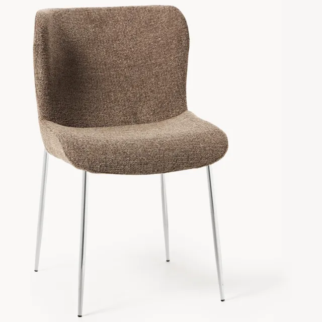 Westwing Collection Gestoffeerde stoel Tess Bruin, Zilverkleurig
