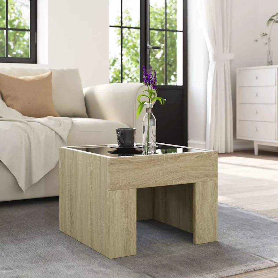 vidaXL Salontafel met Infinity LED 40x40x30 cm sonoma eikenkleurig, foto 4