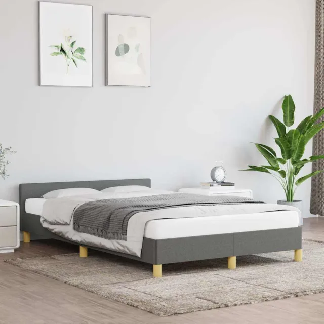 vidaXL Bedframe zonder matras 120x200 cm stof donkergrijs