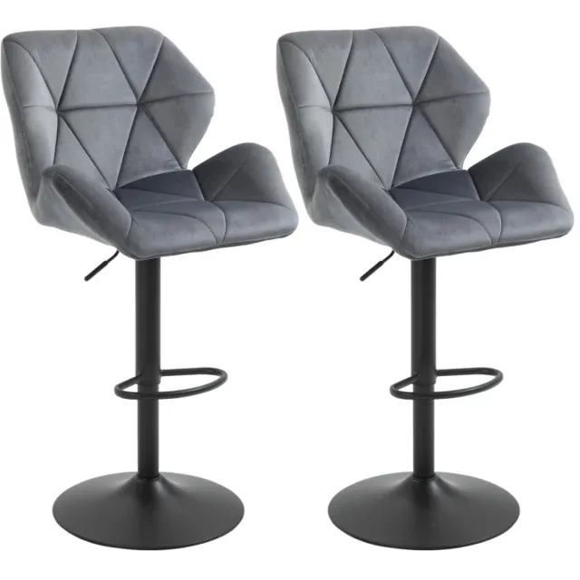 ZYLARO Barkruk - Set Van 2 - Gevoerde Barstoel - Metalen Frame - Rugleuning - Fluwelen Look - In Hoogte Verstelbaar - 360° Draaibaar Blauw