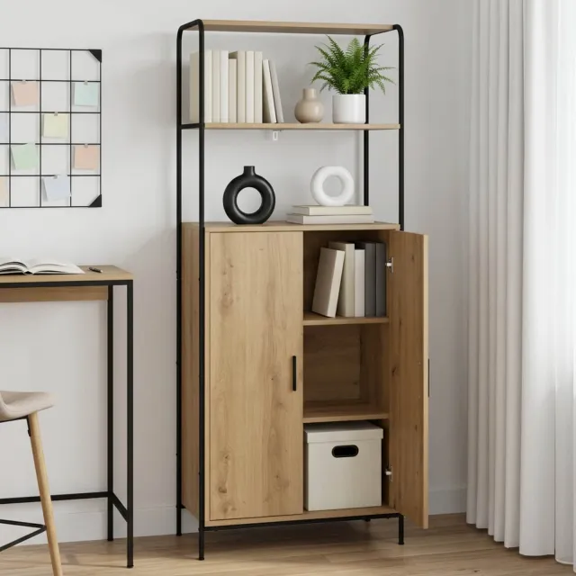 vidaXL Hoge kast Artisanaal eiken 40 x 33 x 161 cm Bewerkt hout Bruin