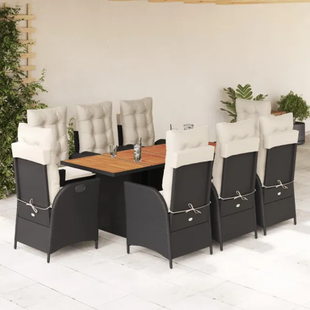 vidaXL 9-delige Tuinset poly rattan zwart, foto 2