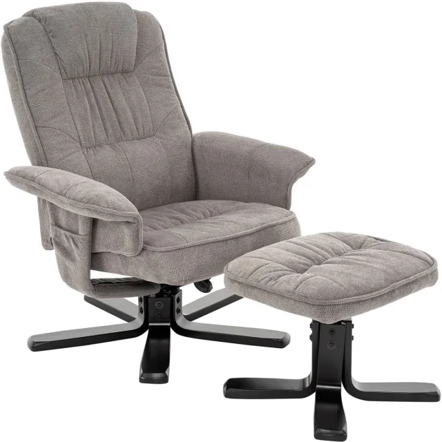 IDIMEX Relaxfauteuil CHARLY met voetenbankje - Grijs/Zwart