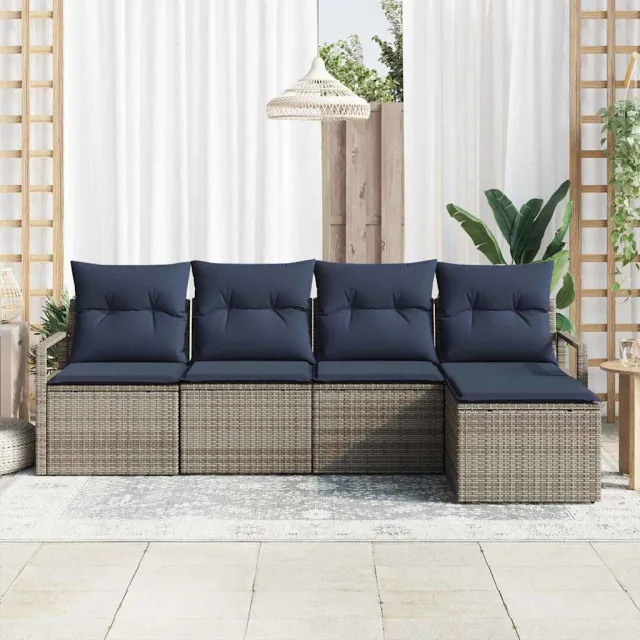 vidaXL Bankstel 5 st Grijs poly rattan