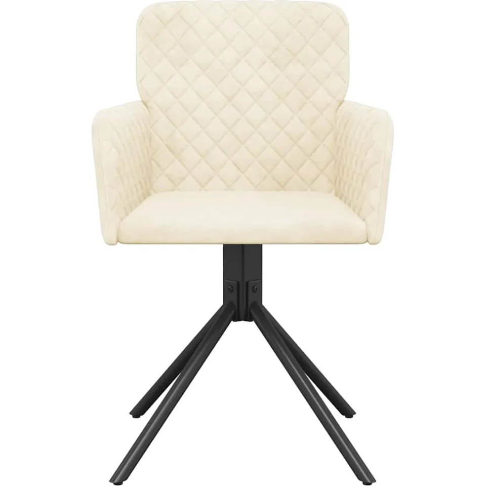 vidaXL Eetkamerstoelen draaibaar 2 st fluweel crèmekleurig, foto 4