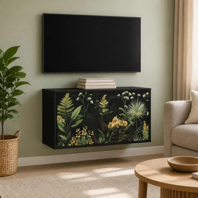 vidaXL Wandgemonteerd tv-meubel RHENEN 69 x 33 x 40 cm Zwart eiken
