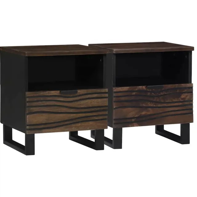 vidaXL Nachtkastje 2 st Walnotenhout 40 x 33 x 46 cm Bewerkt hout Bruin