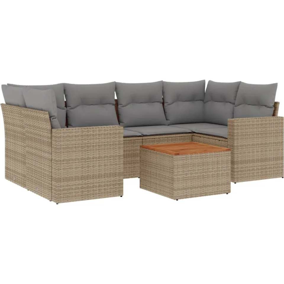 vidaXL Patio Sofa Set 6-zits Mix Beige en Lichtgrijs, foto 3