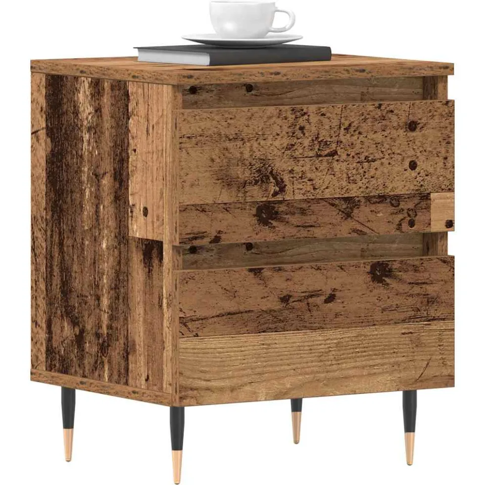 vidaXL Nachtkastje Oudhout 40 x 35 x 50 cm Bewerkt hout Bruin