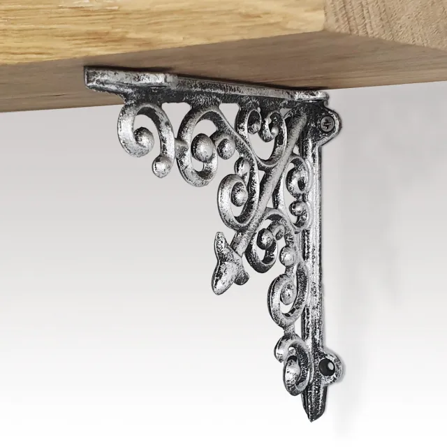 Barnwoodweb Plankdragers Metaal Classic Industrial Silver - 17x17 cm - Trendy Stoere Industriële Zilveren Planken Dragers- Stalen Schapdragers Grijs