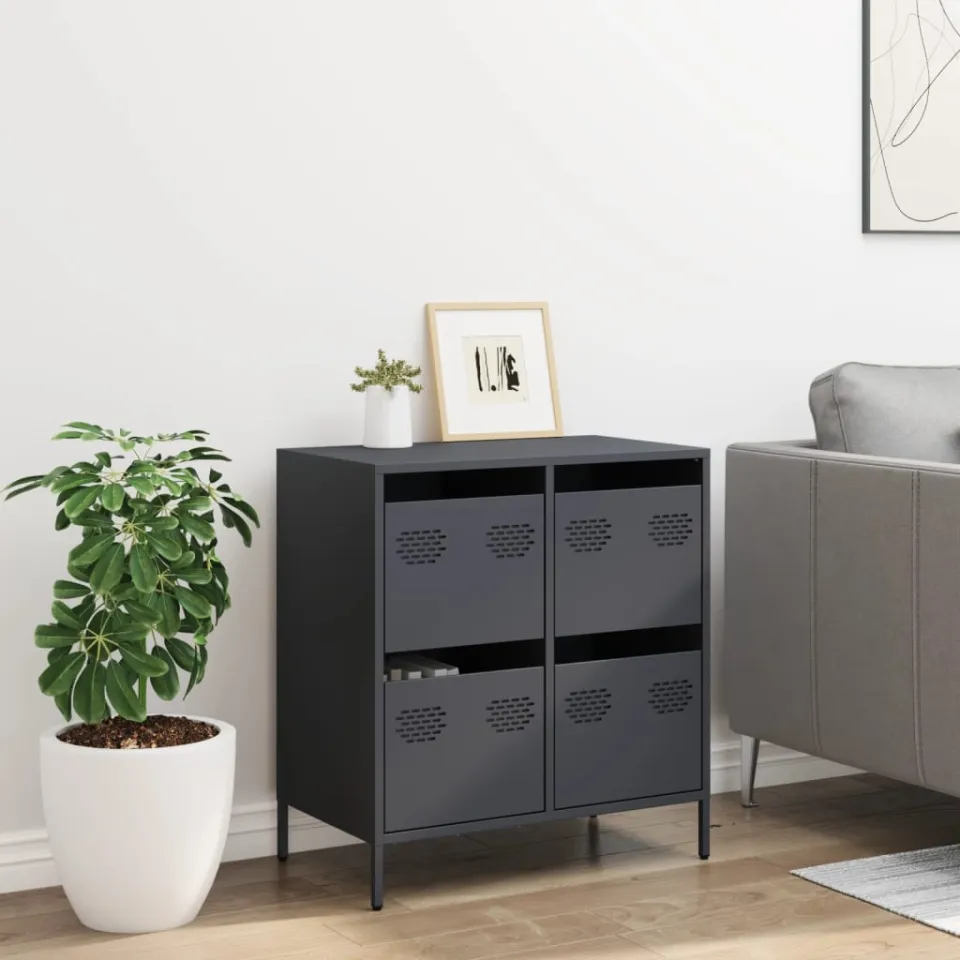 vidaXL Dressoir 68x39x73,5 cm koudgewalst staal antracietkleurig, foto 2