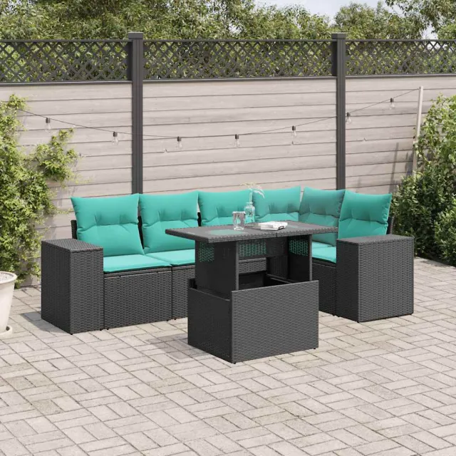 vidaXL 6-delige tuinbankset met kussens van zwart polyrotan, foto 2