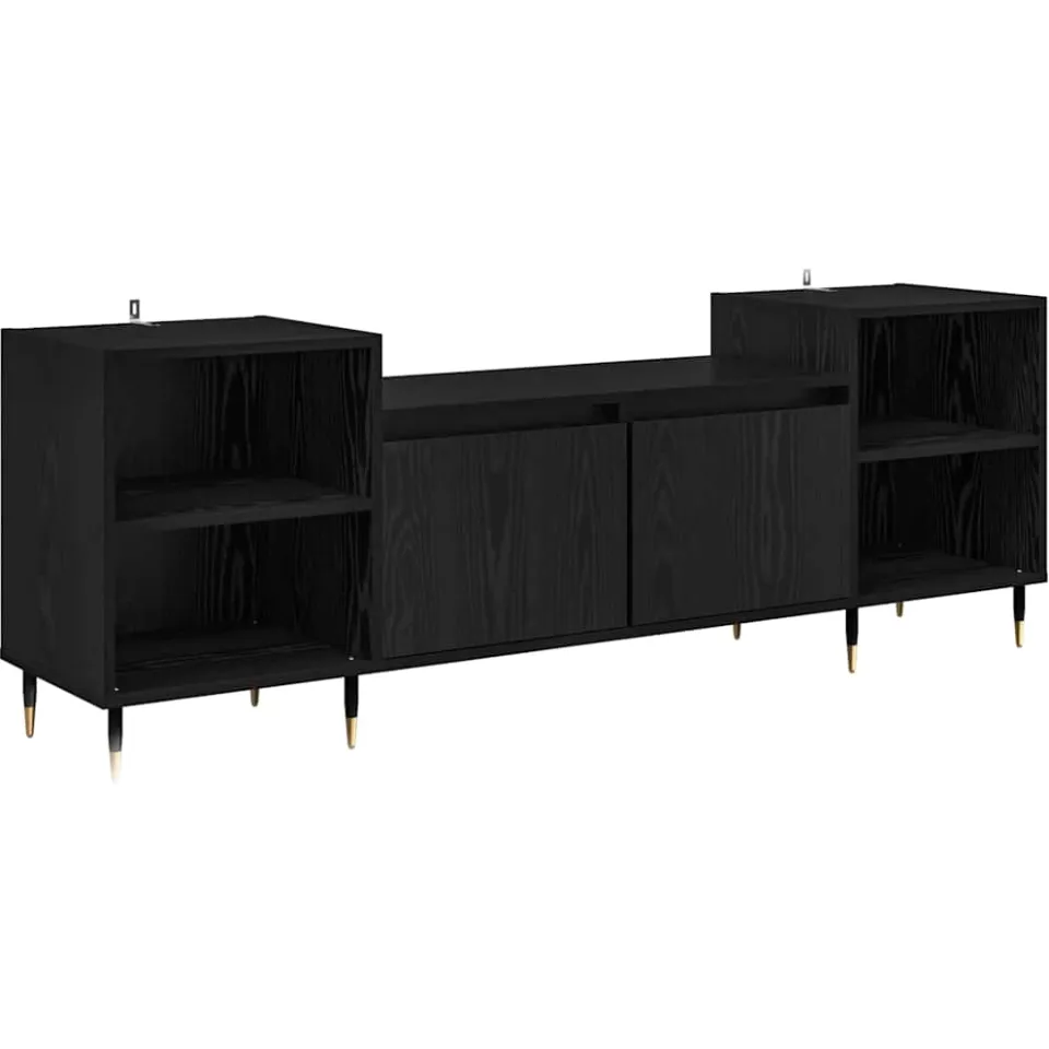 vidaXL TV-kast 160 x 35 x 55 cm Zwart Eiken Bewerkt hout, foto 3
