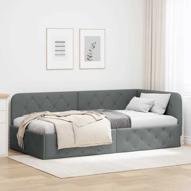 vidaXL Hoekbedframe Donkergrijs 100 x 200 cm Stof