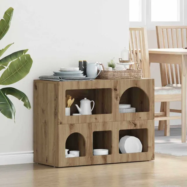vidaXL Dressoir ELST Artisan Eiken 80,5 x 35 x 59 cm Bewerkt hout, foto 2