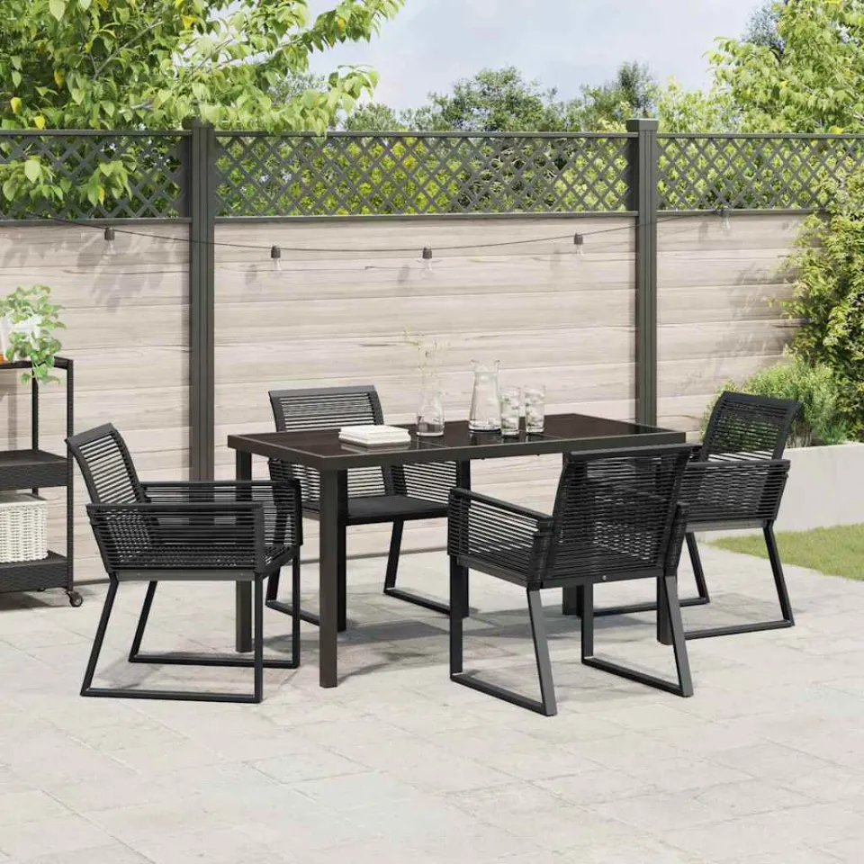vidaXL Tuin eettafelset 5 st Zwart Gepoedercoat staal, foto 3
