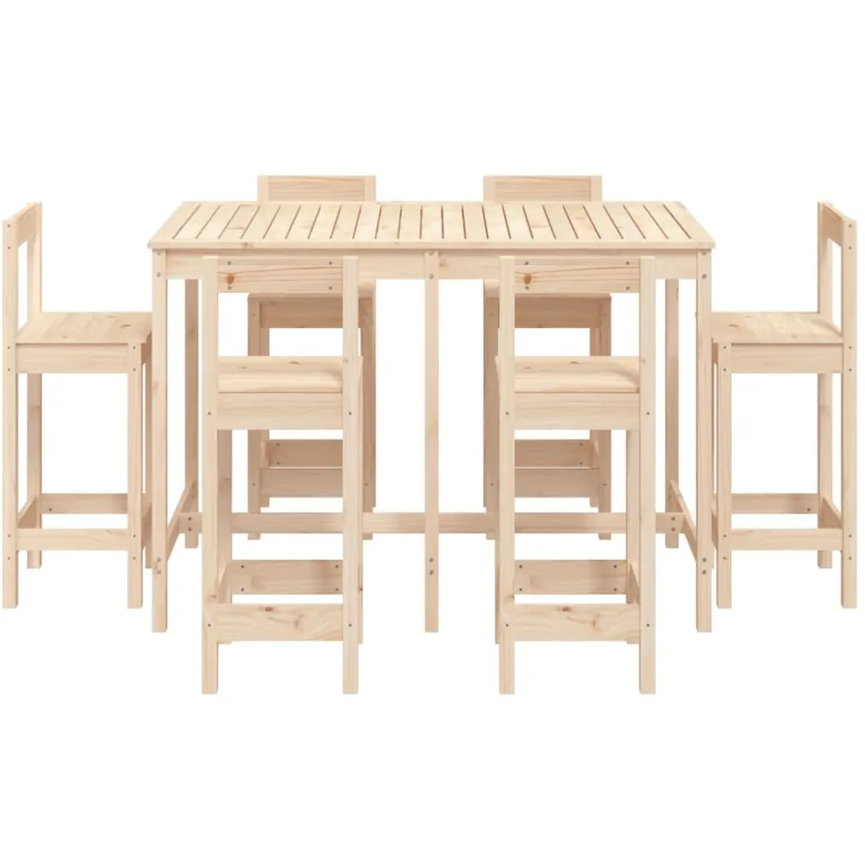 vidaXL 7-delige Barset massief grenenhout bruin, foto 4