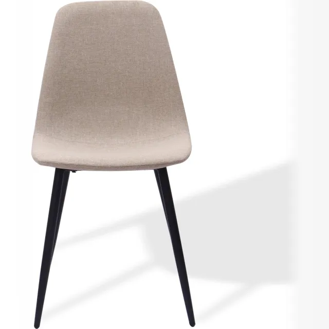 Clruro Eetkamerstoel Set van 2 - Minimalistisch - Vlekwerende Stof - Stof/Metaal - Beige/Lichtbeige