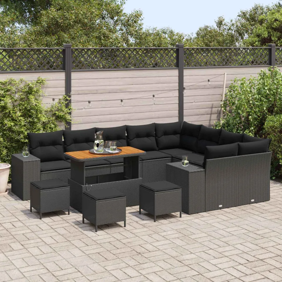 vidaXL Tuin Sofa Set 13 st Zwart poly rattan, foto 3