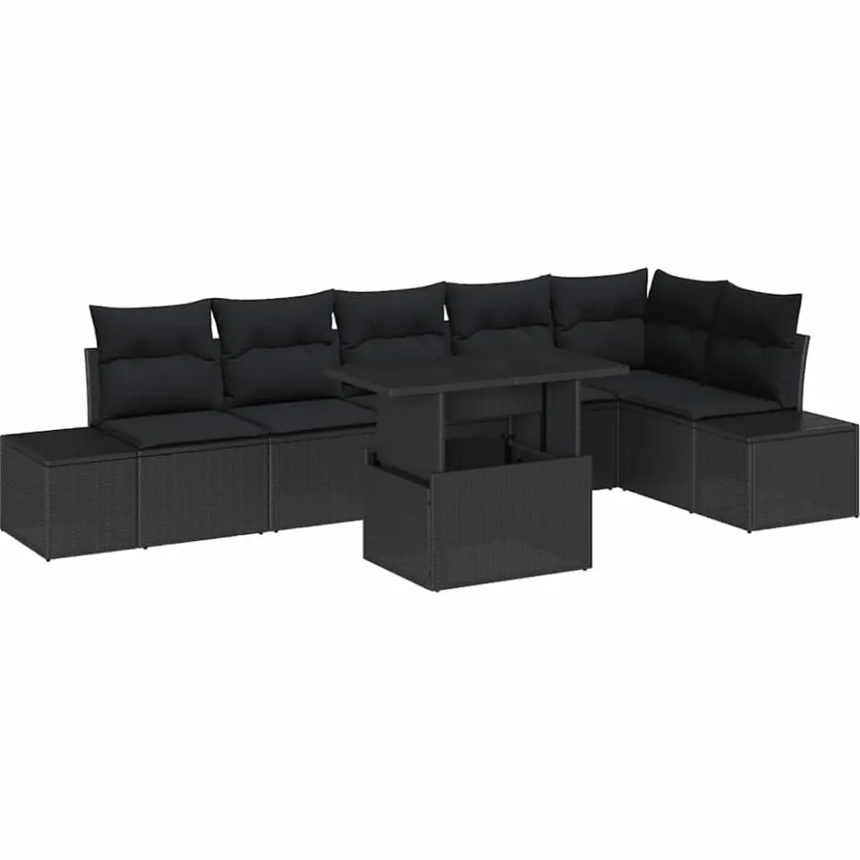vidaXL Tuin Sofa Set 7 st Zwart poly rattan