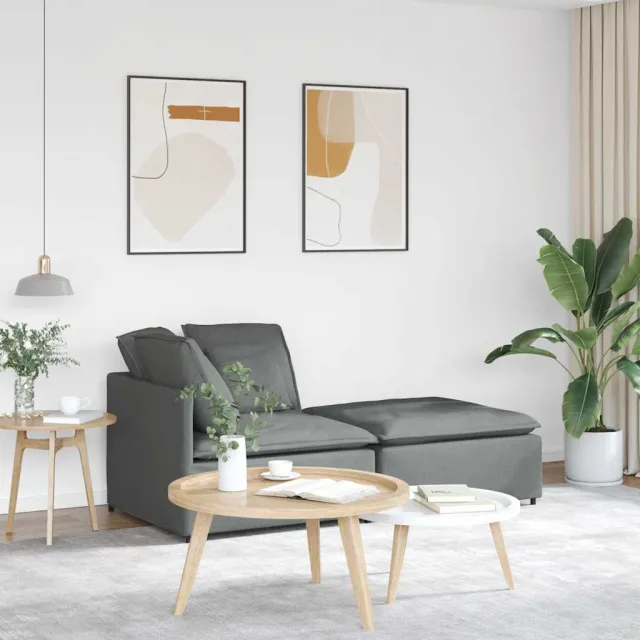 vidaXL Modulaire bank met voetenbank en kussens stof donkergrijs