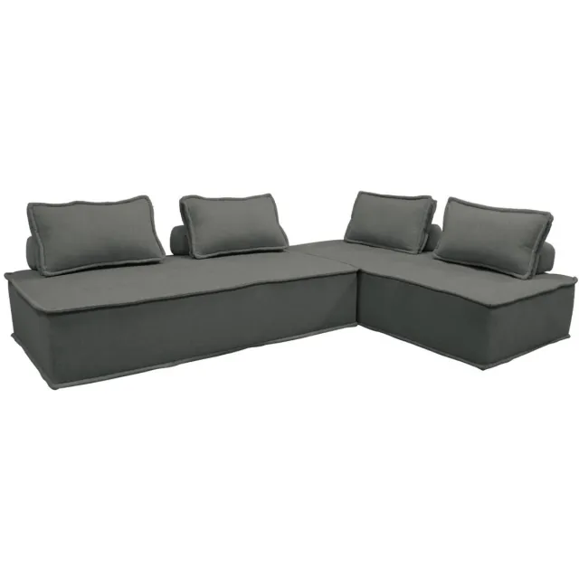 sweeek Set van 2 tweezits fauteuils voor gestoffeerde modulair bank - dao donkergrijs