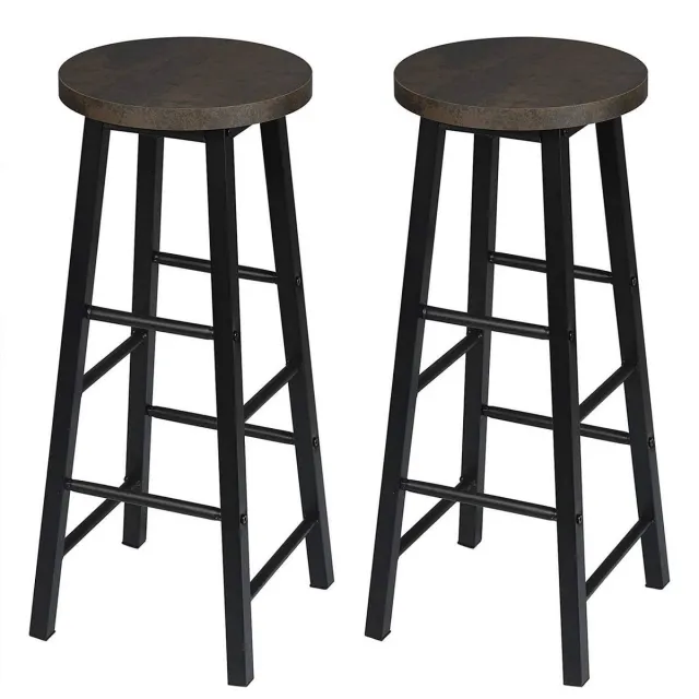 Dripio Hoge barkrukken Reene - Zithoogte 71cm - Roestig - Set van 2 - Keuken - Barstoelen - Zonder rugleuning - Hout