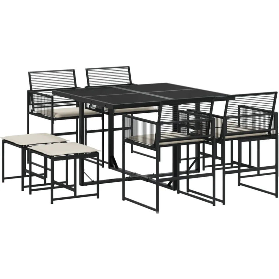 vidaXL 9-delige Tuinset poly rattan zwart, foto 4