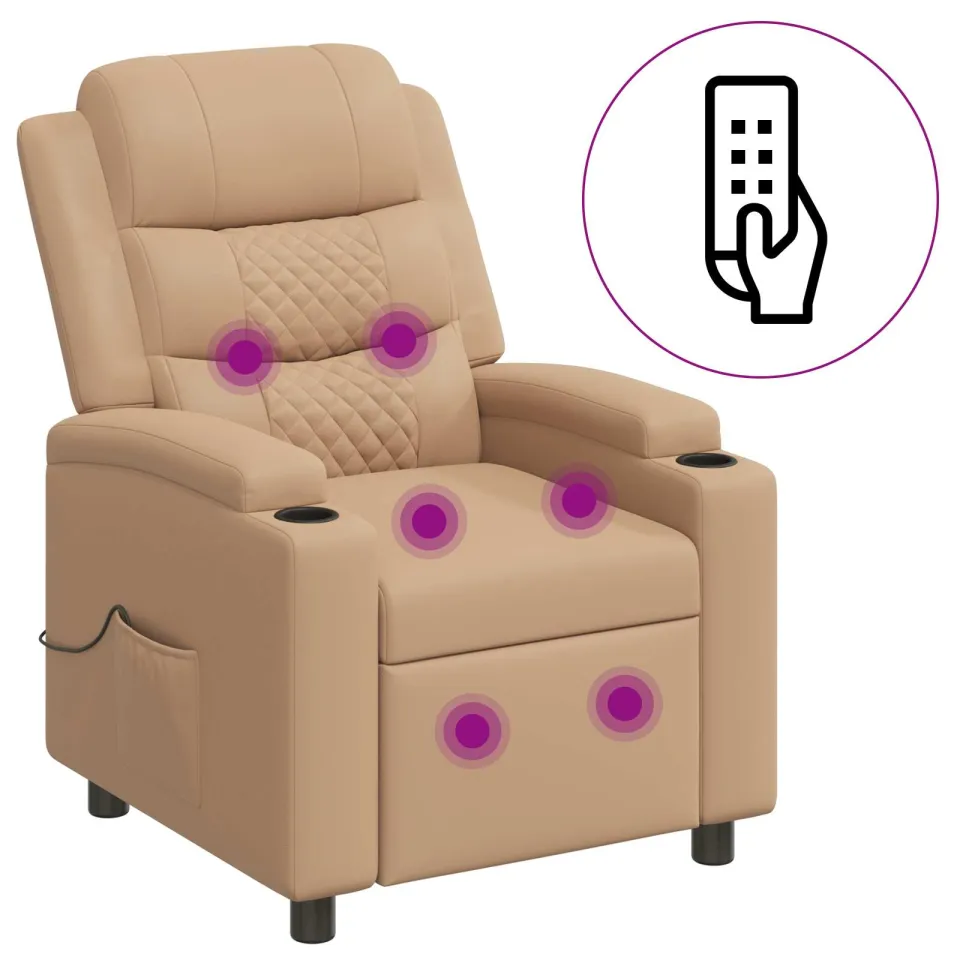 vidaXL Massage-relaxstoel Cappuccino 75 x 93 x 98 cm Stof Tan