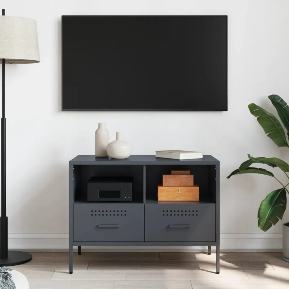 vidaXL Tv-meubel 68x39x50,5 cm staal antracietkleurig, foto 3