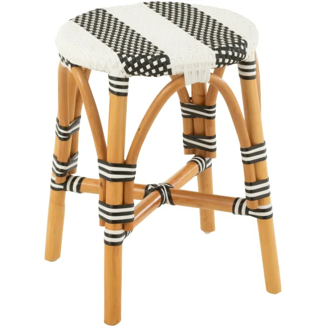 J-Line kruk Live - rotan - wit/zwart - small