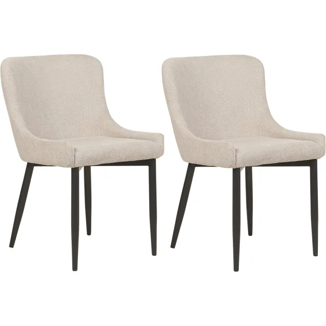 Beliani EVERLY - Eetkamerstoel set van 2 - Lichtbeige - Polyester