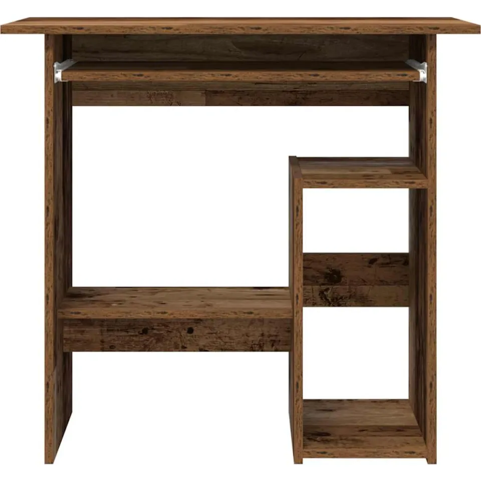 vidaXL Bureau 80x45x74 cm bewerkt hout oud houtkleurig bruin, foto 4