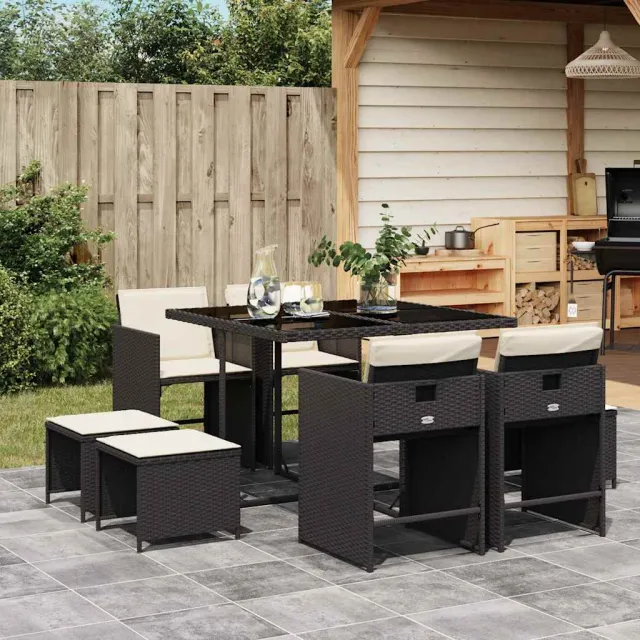 vidaXL 9-delige Tuinset poly rattan zwart, foto 2