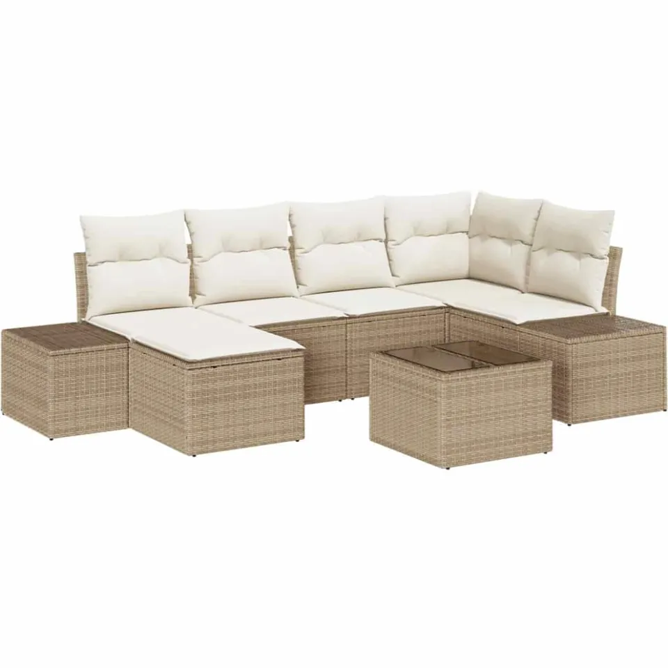 vidaXL Tuin Sofa Set 6 st Beige en Crème poly rattan