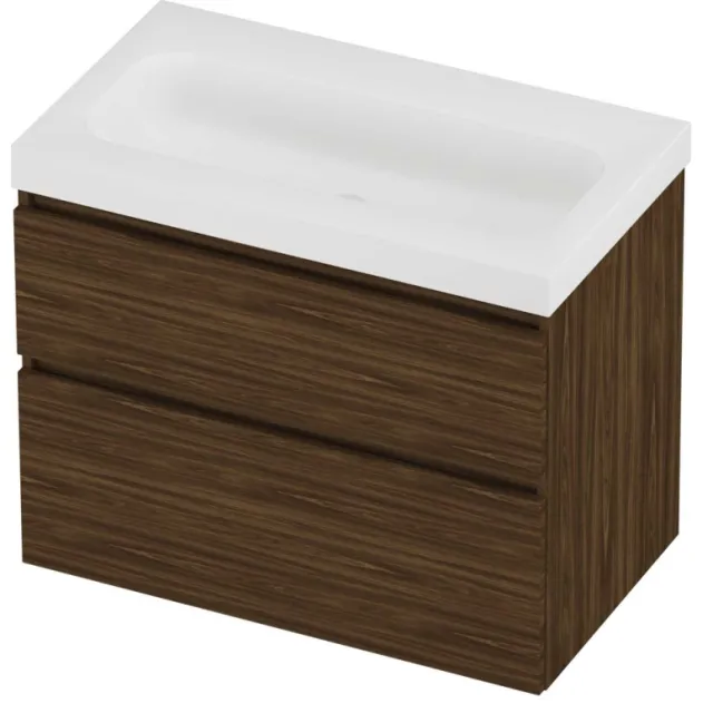 Proline Haga Badmeubelset Polystone Mezza Zonder Kraangat 80x46x66 cm Mat White Cabana Oak Eiken