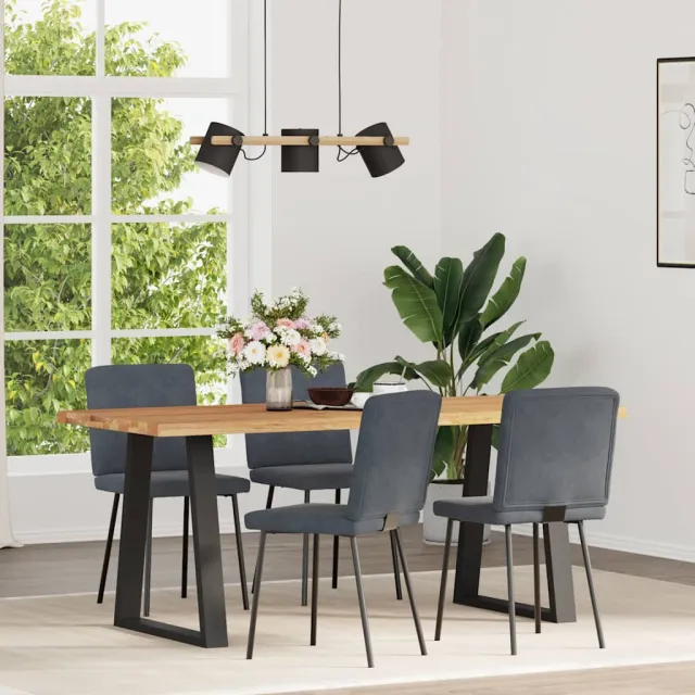 vidaXL Eetkamerstoelen 4 st fluweel donkergrijs grijs, foto 2