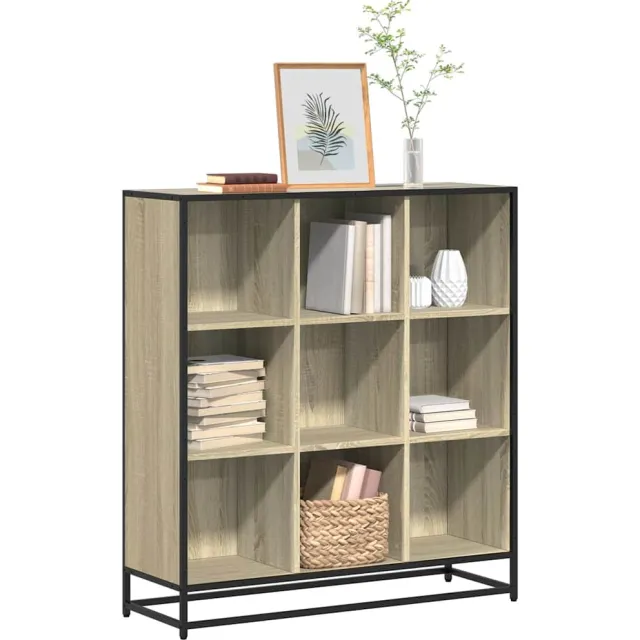 vidaXL Boekenkast 97,5x33x107,5 cm bewerkt hout en metaal sonoma eiken Bruin