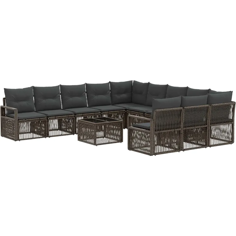 vidaXL Tuinbankenset 12 st Grijs poly rattan, foto 3
