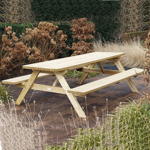 Rockwood® 12x Picknicktafel Massief Grenen Luxe Superieur 1.80m Naturel