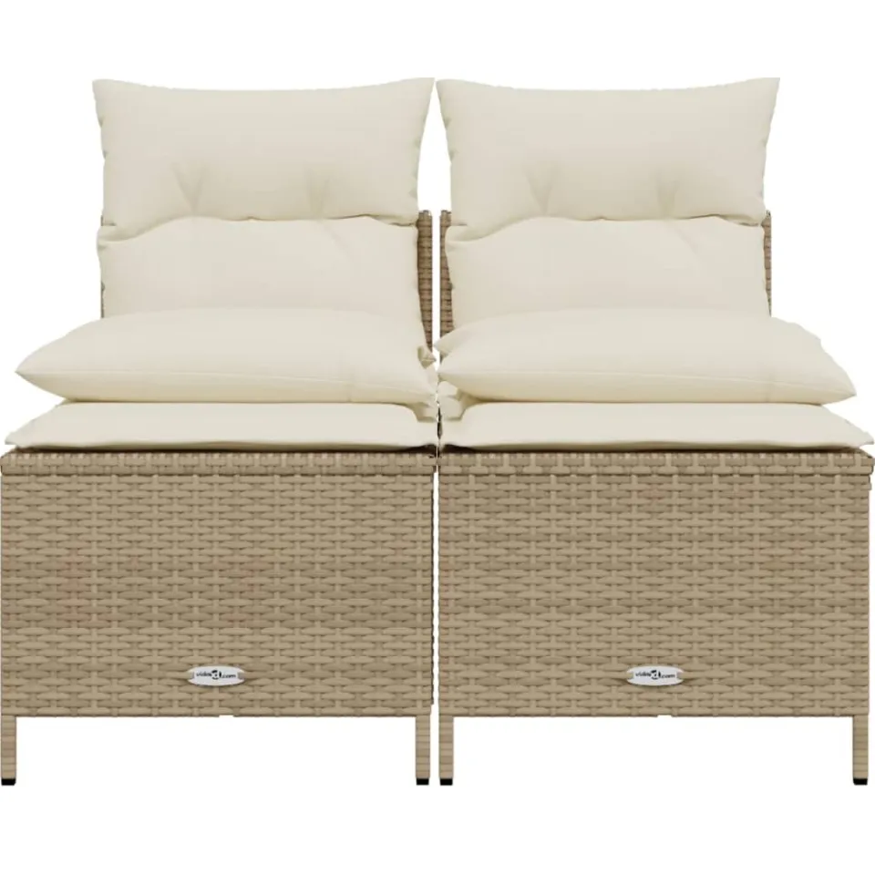 vidaXL 4-delige Loungeset met kussens poly rattan beige