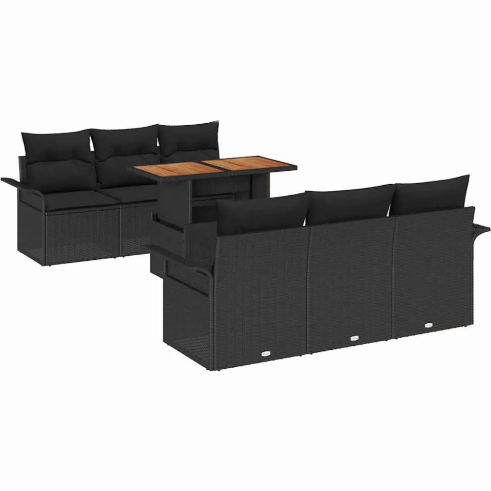 vidaXL Tuin Sofa Set 7 st Zwart Poly riet