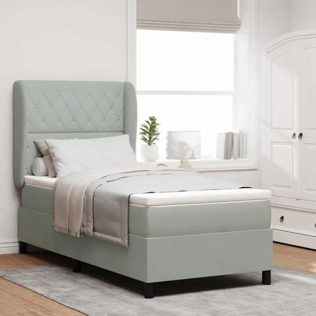 vidaXL Boxspringbed met matras Lichtgrijs 190 x 90 cm Fluweel
