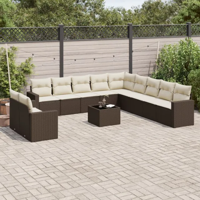 vidaXL 12-delige Loungeset met kussens poly rattan bruin, foto 2