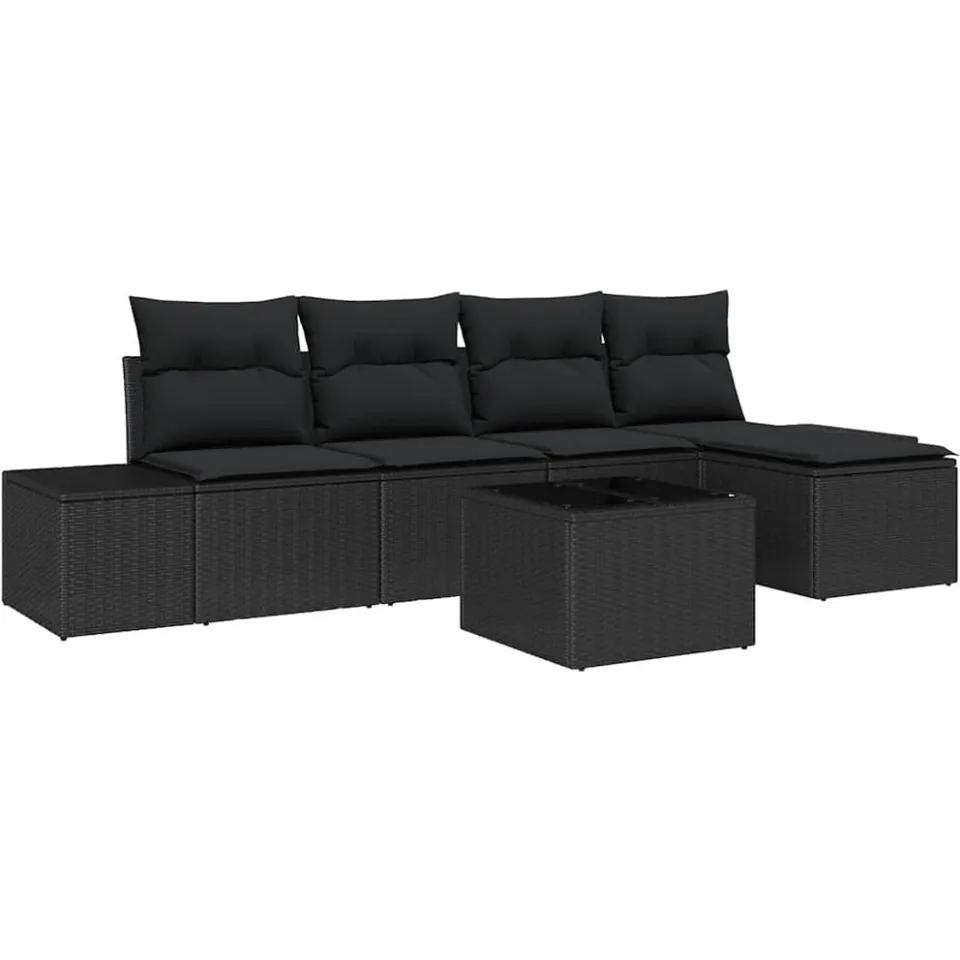vidaXL Tuin Sofa Set 5 st Zwart poly rattan