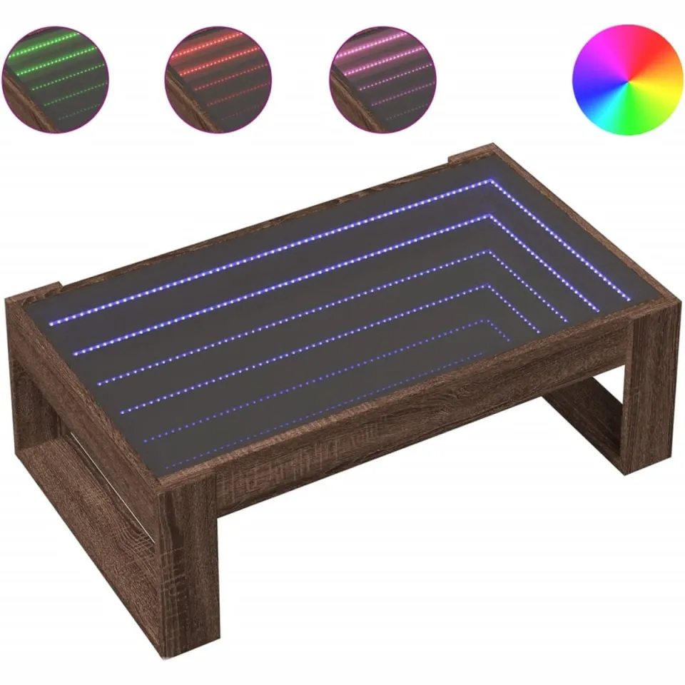 vidaXL Salontafel met Infinity LED 90x53x30 cm bruin eikenkleurig, foto 3