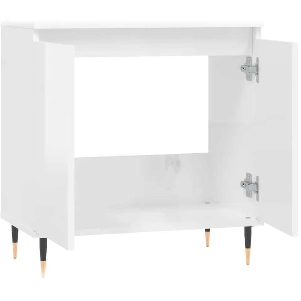 vidaXL Badkamerkast 58x33x60 cm bewerkt hout hoogglans wit, foto 4