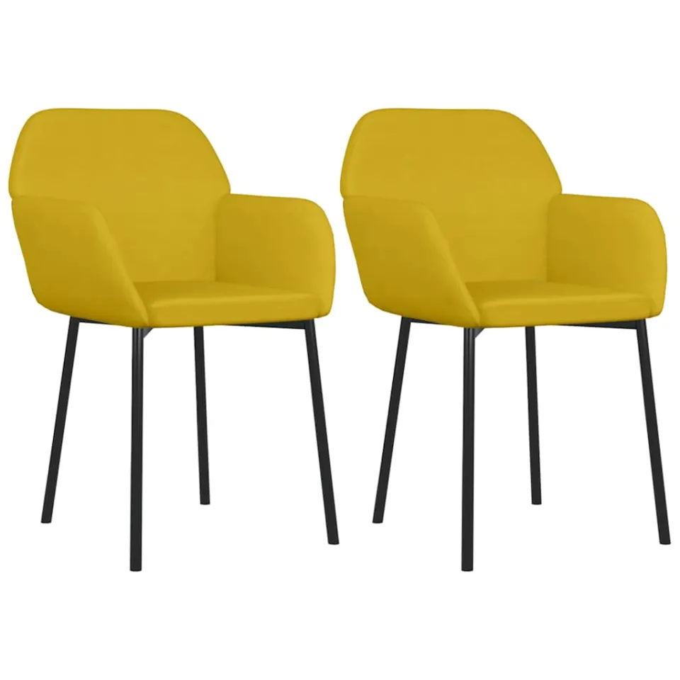 vidaXL Eetkamerstoelen 2 st fluweel geel, foto 3